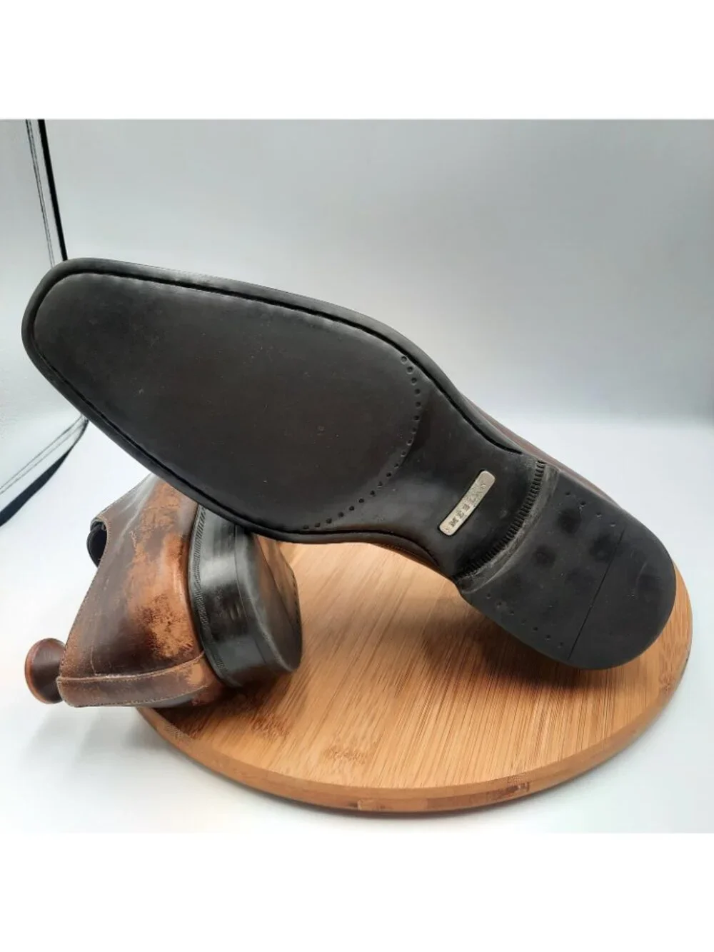 Mezlan Pineda Mens Size 10.5 Shoes Brown Distressed Leather Dress Sneakers Italy_8